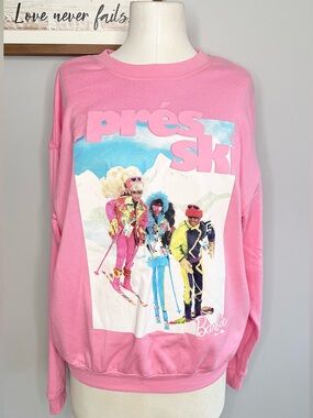 XS , S Oversized Barbie Pink Vintage Ski Graphic Sweatshirt